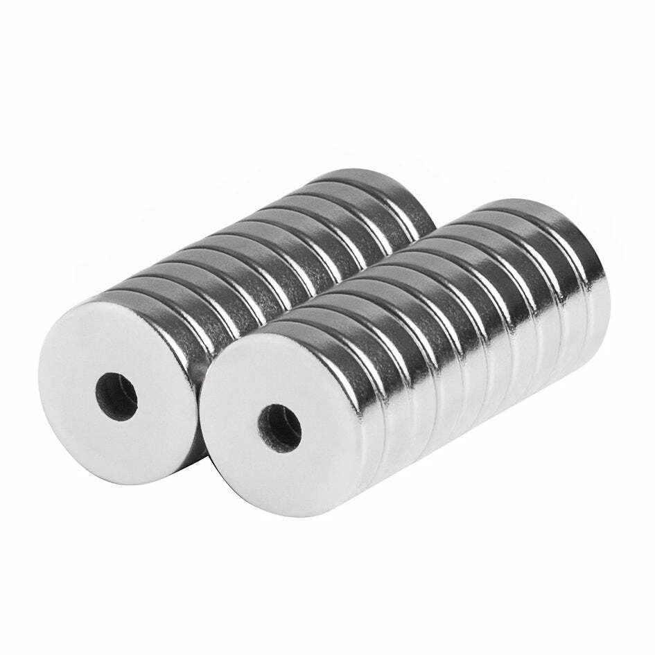 CIRCLE- 1/2 X 1/8 Inch Neodymium Rare Earth Countersunk Ring Magnets N42 (20 Pack)