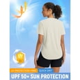 thumbnail image 2 of BALEAF Women's Short Sleeve Shirts UPF 50+ Sun Shirt V Neck UV Protection Workout Moisture Wicking Quick Dry Lightweight Light Brown L, 2 of 7