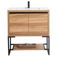 thumbnail image 4 of Clearance! 32 inches Wood Freestanding Bathroom Vanity Combo with Integrated Ceramic Sink and 2 Soft Close Doors, 4 of 7