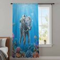 thumbnail image 3 of Ocean Diving Elephant Sheer Curtains 45 Inches Long, Blue Coastal Coral Fish Marine Life Light Filering Curtains, Breathable Simi Curtain Privacy Drapes for Kitchen Bathroom Small Window Treatment, 3 of 9