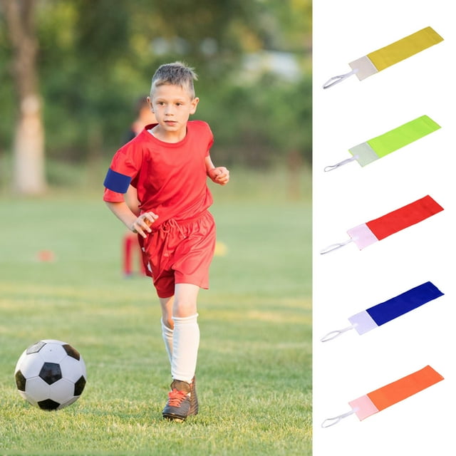 Meileang Brassard de Capitaine de Soccer Bande de Fixation Design Couleur Vive Résistant à l'Usure Antidérapant Texture Douce Ajustable Sports Enfants Soccer Basketball Brassard Fournitures Sportives