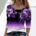 thumbnail image 2 of Haut Tunique Ajusté à Manches Longues à Col Rond Décontracté pour Femmes, Blouse Ample et Confortable, T-Shirts d'Automne Imprimés Vintage Mode pour Dames A1, 2 of 7