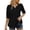 e-367Black1648, variant on Women Tshirts A Plain Colored Casual Tops With Puffed Sleeves V Neck Five Quarter Sleeve T-Shirt For Ladies Leisure Female Solid Color Dailywear