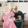 thumbnail image 6 of Tirrinia Sherpa Pink Wearable Blanket for Adult Women, Men, Girlfriend, Super Soft Comfy Warm Plush Reading Throw with Sleeves TV Blanket Wrap Robe Cover for Sofa, 72" x 55", 6 of 8