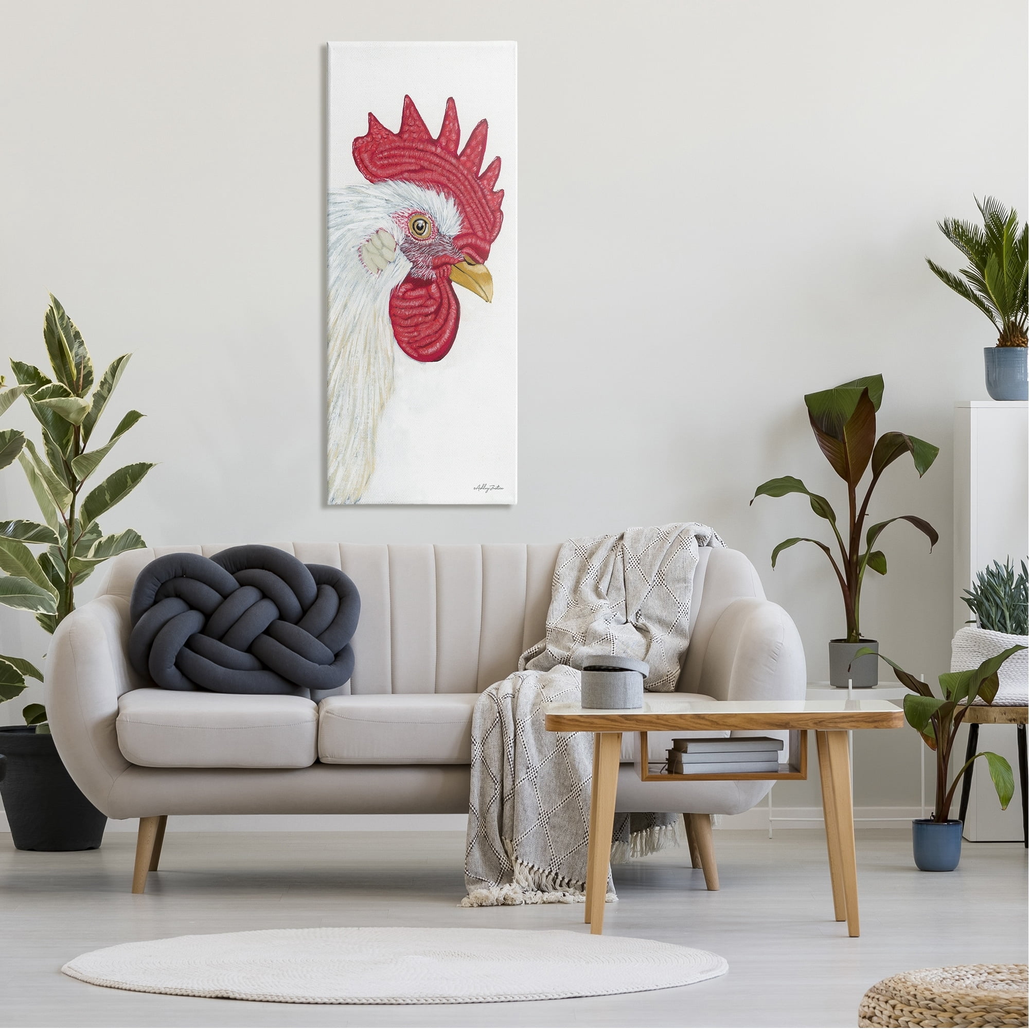 Stupell Industries Casual Chicken Rooster Farm Animal Wildlife Portrait Graphic Art Gallery Wrapped Canvas Print Wall Art, Design by Ashley Justice