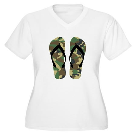Flip Flop T Shirt Folder CafePress - Camouflage Flip Flop Fun Summer Vacation Art Plus - Women's Plus Size V-Neck T-Shirt ()