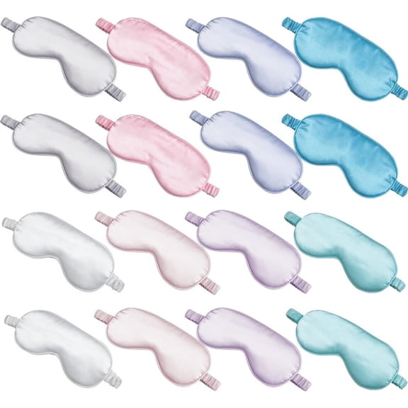 16 Pack Silk Sleep Masks, 8 Colors Luxury Eye Mask with Adjustable Strap, Lightweight & Light Blocking Eye Covers for Travel, Nap, Night Sleep