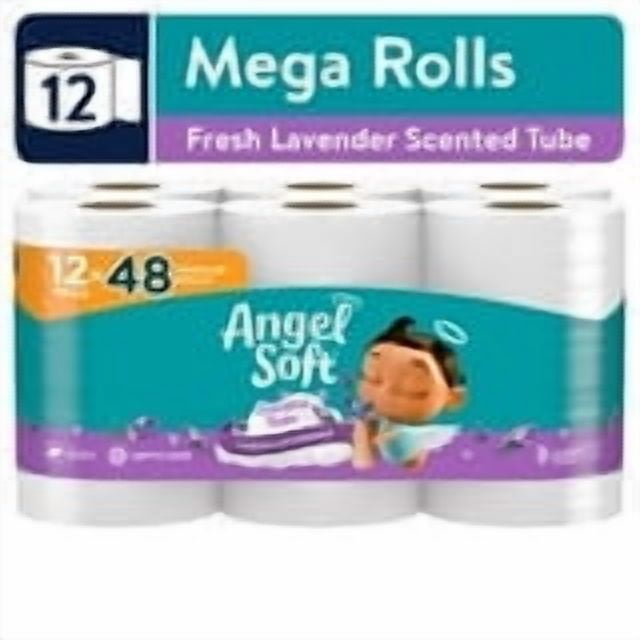 2 Pack of Angel Soft 2-Ply Toilet Paper, Fresh Lavender Scented Tube, 12 Mega Rolls