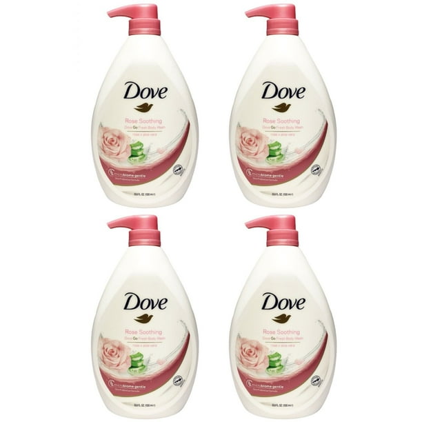 Dove Body Wash Rose Deeply Nourishing W/Pump Rose Soothing Hand Wash Liquid Soap 1L4 Pack