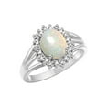 thumbnail image 6 of RYLOS Rings for Women Sterling Silver Ring Princess Diana Inspired 9X7MM Gemstone & Halo of  Diamonds October Opal Jewelry for Women Size 7, 6 of 7