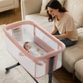 thumbnail image 5 of AILEEKISS Baby Bassinet with Wheels Adjustable Bedside Sleeper Bassinet Newborn Baby Crib, Pink, 5 of 10