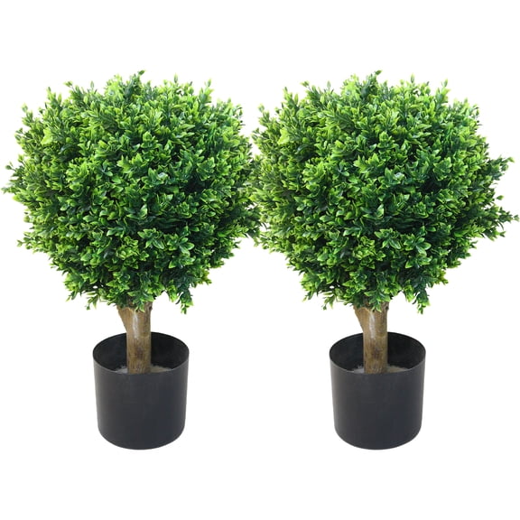 Pure Garden Set of 2 Hedyotis Artificial Trees - UV-Resistant Fake Plants
