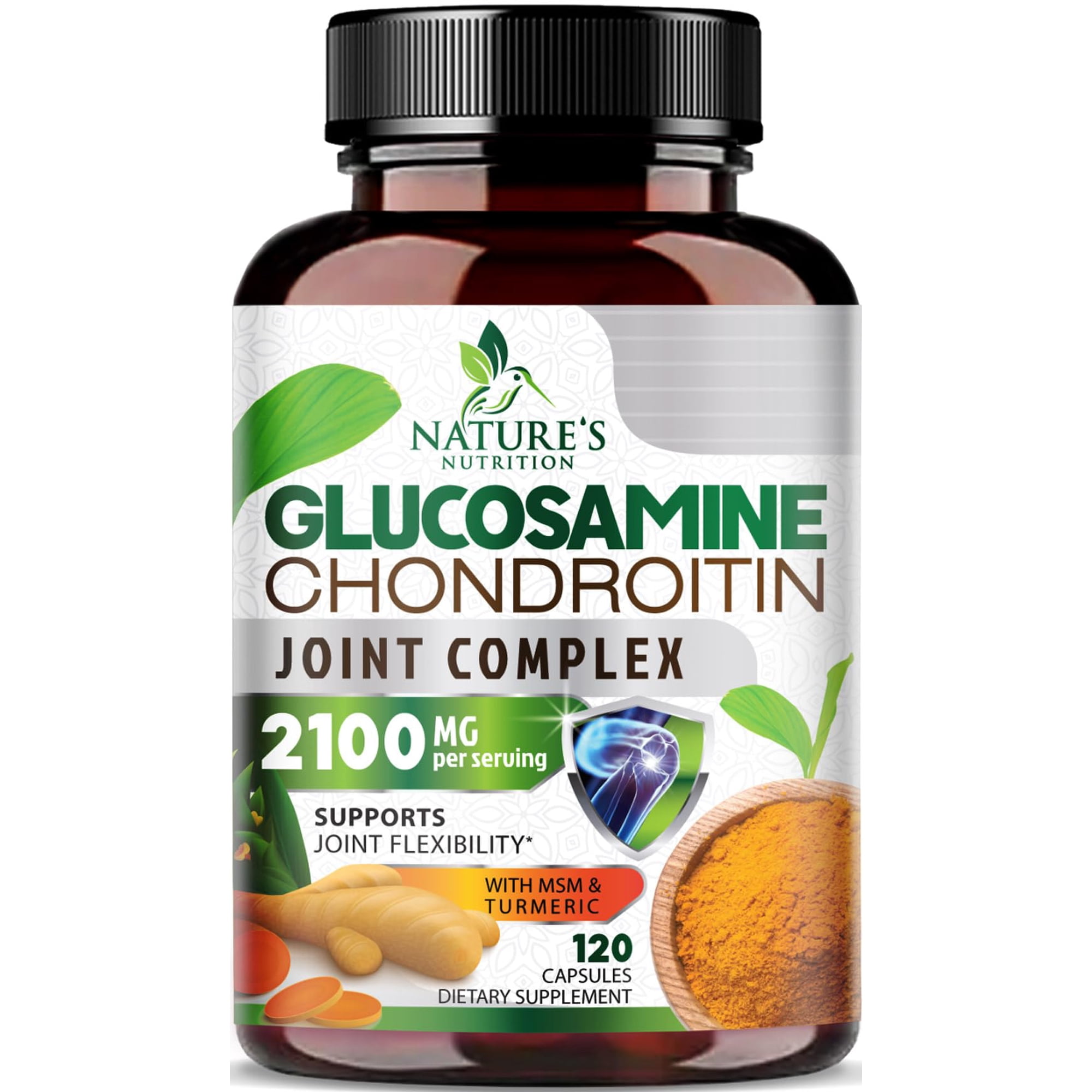 Glucosamine Chondroitin MSM 2100mg - Joint Support Supplement for Joint Mobility & Cartilage Support For Men and Women - Glucosamine Supplements with Turmeric & Boswellia, USA Bottled - 120 Capsules