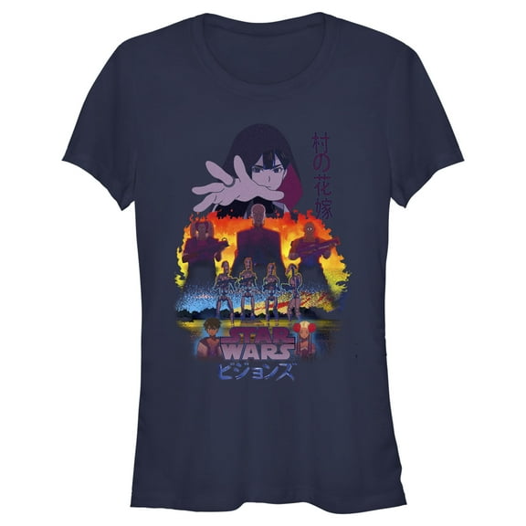 Junior's Star Wars: Visions The Village Bride Graphic Tee Navy Blue Medium