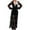 Black, variant on Women's Deep V Dresse, Women Lace Crochet Long Sleeve Long Dress See-Through Slit Maxi Dress for Photos Party Dresses