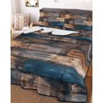 thumbnail image 3 of Quilts Twin Size, Vintage Wooden Soft Comforter Bedding Set for Bed, Farmhouse Retro Shabby Wood Lightweight Quilted Bedspread with Pillow Cover(2 Pieces) for All Season, 68x86 Inch, 3 of 6