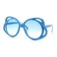 thumbnail image 4 of Womens Scribble Petal Rim Plastic Round Cute Feminine Sunglasses All Blue, 4 of 8