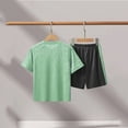 thumbnail image 3 of Boy Outfits Summer Kid Short Sleeve Top Blouse Shorts Casual 2 Piece Outfit Outwear Toddler Clothes Boys Light Green 4 Years-5 Years, 3 of 4