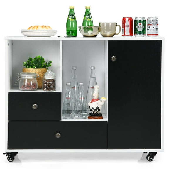 Giantex Mobile Lateral File Cabinet, Rolling Storage Office Printer Stand w/Lockable Wheels, Adjustable Shelves