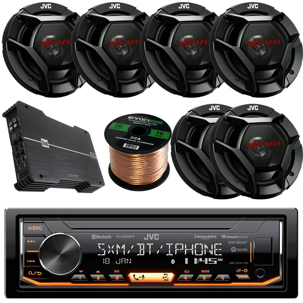 JVC KDX360BTS AM/FM USB AUX Car Stereo Receiver Bundle Combo With 6x