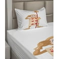thumbnail image 2 of Ambesonne Cartoon Fitted & Top Sheet Set with Sham, Playing Card Illustration, Pale Brown Ecru and Red, 2 of 4