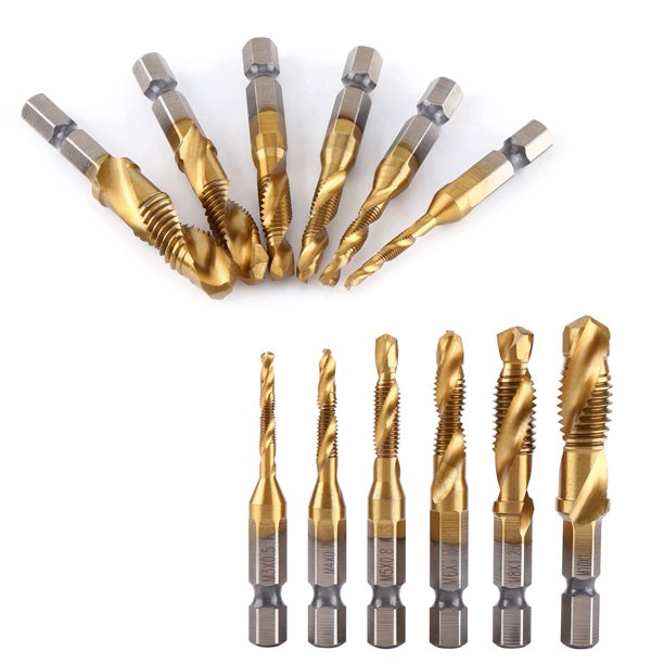 Macho De Roscar 6 Piezas Brocas Y Brocas HSS Recubiertas Métricas M3-M10 1/4"