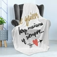 thumbnail image 4 of Spanish Soft Flannel Fleece Throw Blanket, Te Quiero Hoy Manana Y Siempre Love Words with Heart on Arrow Valentines, Cozy Plush for Indoor and Outdoor Use, 60" x 80", Black Camel White, by Ambesonne, 4 of 5