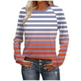 thumbnail image 2 of Neewe Women's Casual Long Sleeve Tops Crew Neck Fall Basic T Shirts Going Out T-Shirts Striped Block Color, 2 of 8