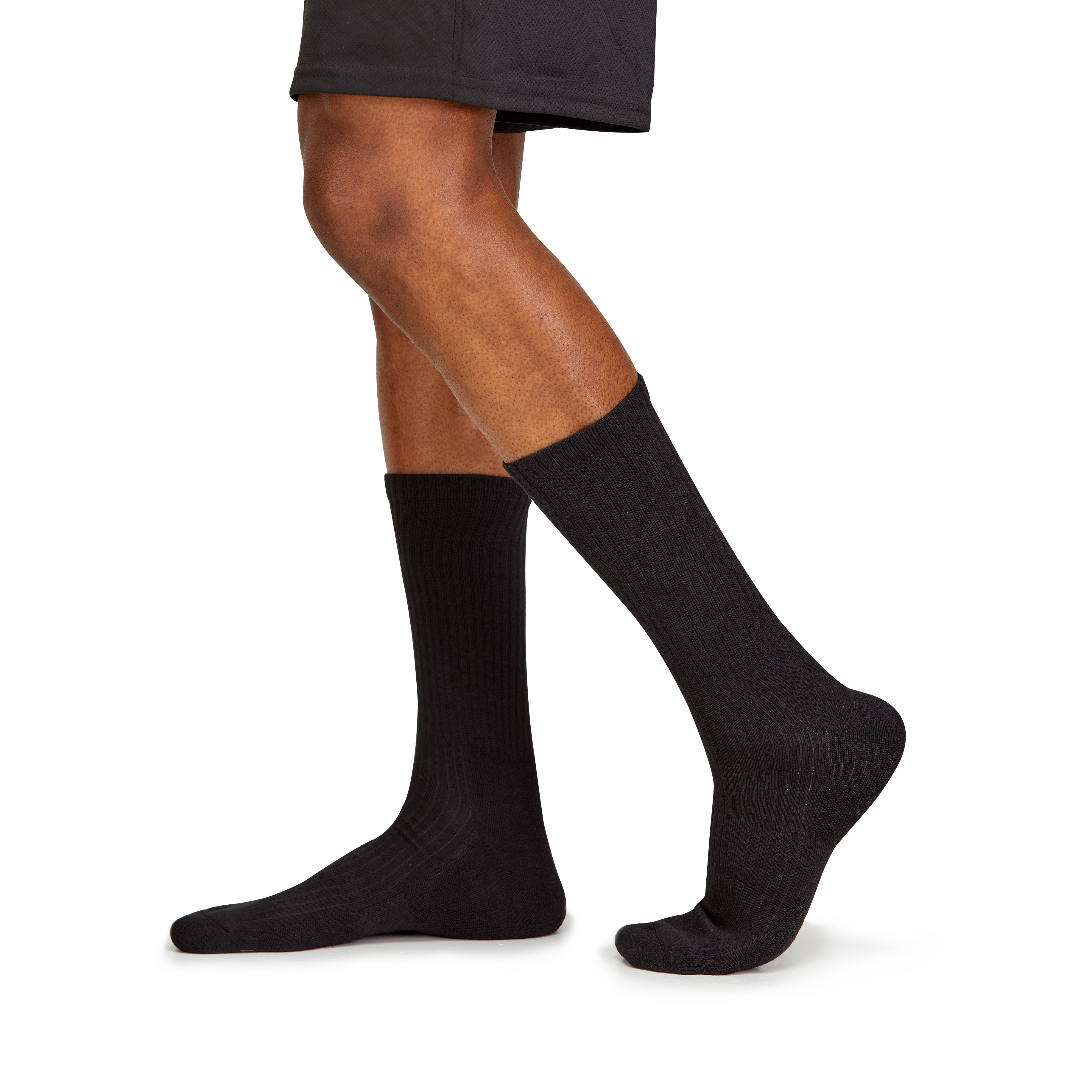 Fruit of the Loom Men's All Day Comfort Crew Socks, Sizes 12-15, Black (6-Pack)