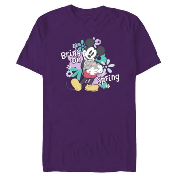 Disney Mickey Mouse with Easter Bunny Rabbit Bring on Spring - Short Sleeve Blended T-Shirt for Adults - Customized-Purple