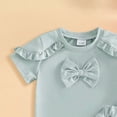 thumbnail image 6 of mgoYE Summer Toddler Girl Clothes Toddler Baby Girl Short Sleeve T-Shirt and Shorts Set Ruffle Solid Color Clothes Summer 2PCS Outfit(Light Green,0-6 Months), 6 of 6
