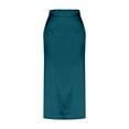 thumbnail image 6 of Byworldtasic Womens Skirts Women Solid High Waist Silky Casual Elastic Satin Skirt Solid Color Midi Skirt, 6 of 8