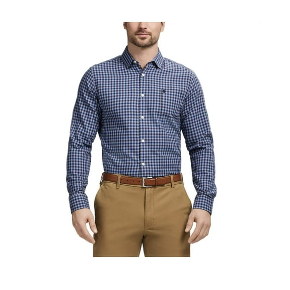 IZOD Men's Modern Fit Luxe Touch Twill Long Sleeve Button Down Shirt (US, Alpha, X-Large, Regular, Regular, Blue)