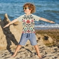 thumbnail image 3 of FORMRS Boys Rash Guard with Short Sleeves UPF 50+ Swim Shirts Sizes 3-12T, Beige Red Floral, 3 of 6