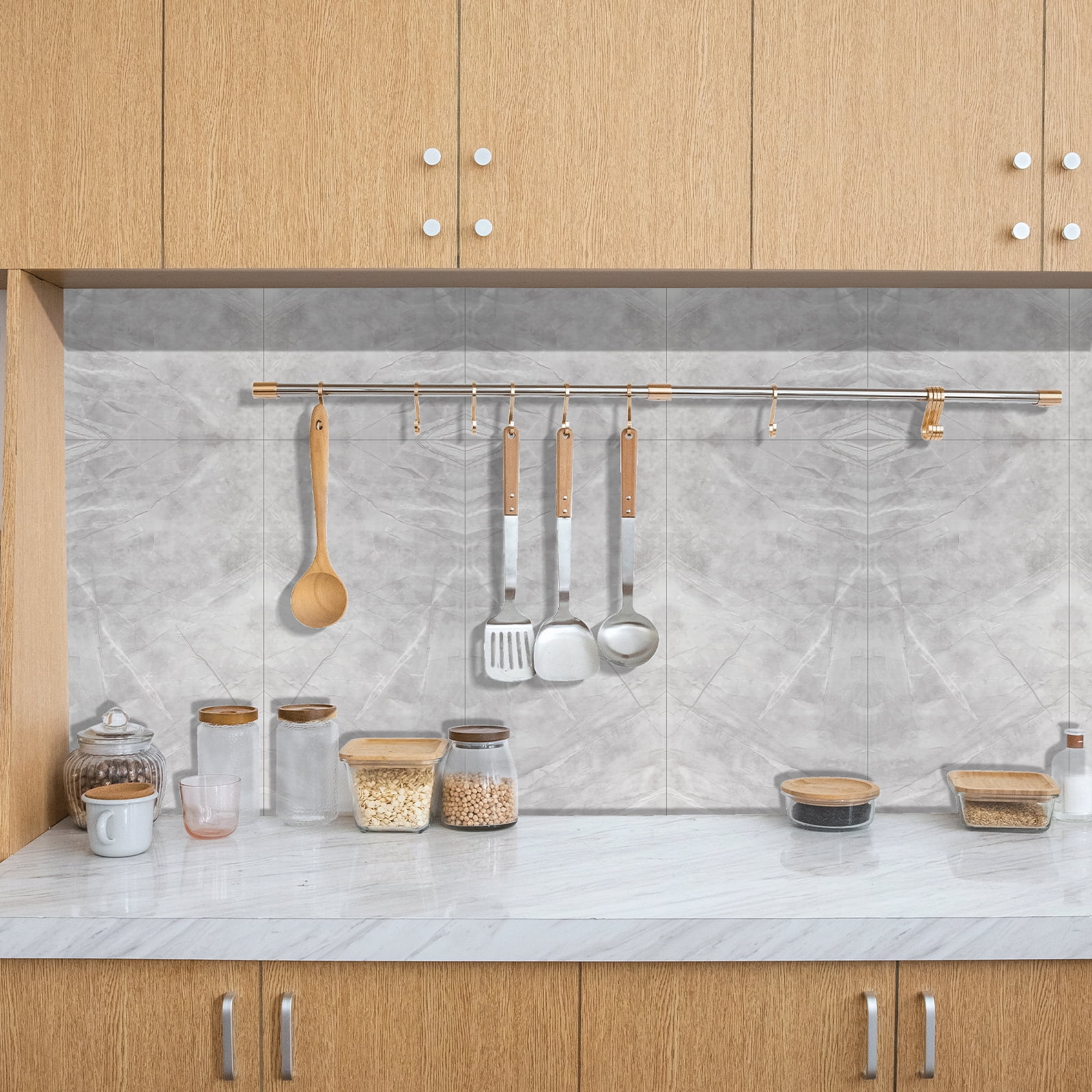 20pcs Marble Peel and Stick Waterproof Wall Panels Heat-Resistant Backsplash Tile 23.6"x11.8" PVC Foam Wall Sticker for Kitchen Living Rooms- -103