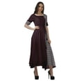 thumbnail image 3 of Moomaya Robe Midi à Manches Courtes en Viscose Imprimée pour Femmes, Taille à Cordon de Serrage, 3 of 4