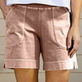 thumbnail image 2 of Comfy Stretch Twill Shorts for Women Casual Summer Shorts Elastic Waist Pull on Denim Jean Shorts Plus Size Pink XL, 2 of 7