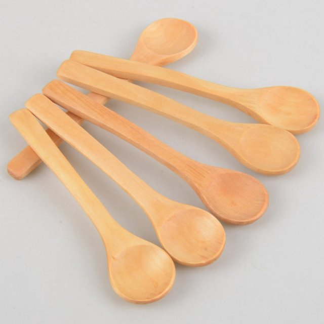 Pack of 6 Reusable Bamboo Dinner Spoons for Yogurt Ice Cream Cereal Oatmeal 12.6*2.8CM