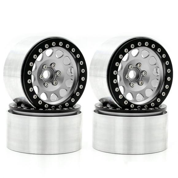 Labymos Jante de Roue en Alliage d'Aluminium à Perles, Moyeu de Jantes Argenté, 4 Pcs, 2.2 Pouces, 65*36 mm, Remplacement pour