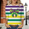 thumbnail image 2 of Arlun Funny Mardi Gras T-Shirts for Women Carnival Print Crew Neck 3/4 Sleeve Tops Soft Comfortable Loose New Party Lightweight Blouses 2026 Spring Fashion Outfits 3-Purple XL, 2 of 4