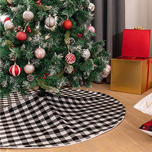 Linen Burlap Tree Skirt with Snowflake Design for Xmas Gift Holiday Party Home Decorations Vlovelife Large 48 Inches Christmas Tree Skirt Khaki