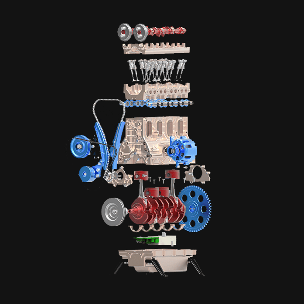TECHING V4 Engine Model Kit 4-Cylinder Car Engine Assembly Kit Ideal for Industry Research Education
