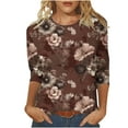 thumbnail image 3 of Juslio Womens Blouse 3/4 Sleeve Shirts Floral Print Casual Blouses Multicolor L, 3 of 5