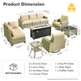 thumbnail image 4 of Vcatnet Patio Outdoor Conversation Set, 10 Pieces Sectional Sofa with 54" Fire Pit, All Weather Wicker Patio Furniture Set with Swivel Rockers and Solar Powered Coffee Table, Beige, 4 of 10
