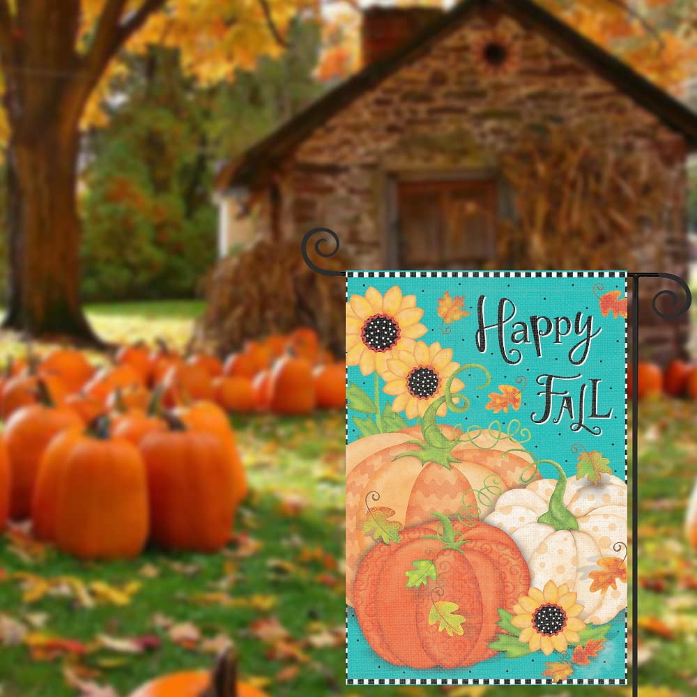 Fall Pumpkin Garden Flags 12x18 Double Sided Festive Small Garden Flag Outdoor Decoration 12x18