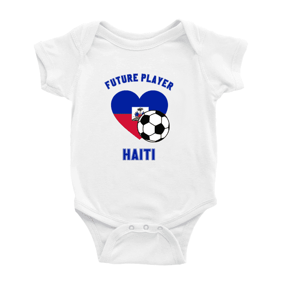 Future Soccer Player Haiti Soccer Fan Boy Girl Bodysuits (White, 12-18 Months)