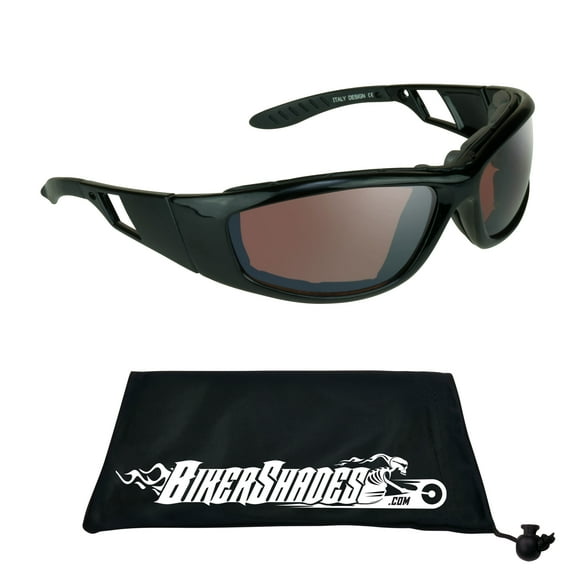 Bikershades Motorcycle Sunglass Goggles for Men and Women. Safety Impact Resistant Polycarbonate HD Lens Removable Foam