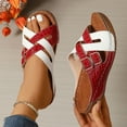 thumbnail image 2 of ShiShine Womens Slide Sandals Criss Cross Strap Dual Buckle Accent Embossed Metallic Upper Open Toe Sandals, 2 of 9
