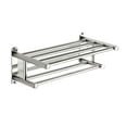 thumbnail image 1 of Large Towel Rack with Shelf large towel rack Stainless Steel Double Towel Bar Dual Hanger Storage Organizer Wall Mount, Without Hook, 1 of 7