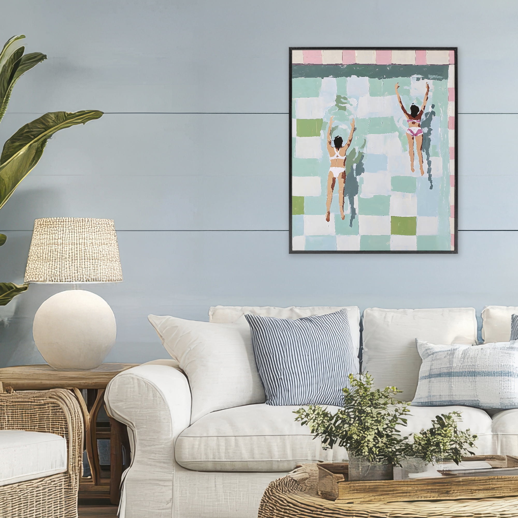Stupell Industries Twin Swimmers in Pool Black Framed Giclee Art, design by The Prints Vibe
